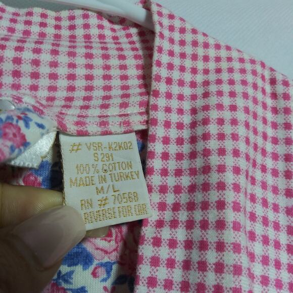 Vintage Victoria's Secret 90s Gold Label Floral Rose Belted Robe Cotton Size M/L - Picture 6 of 9